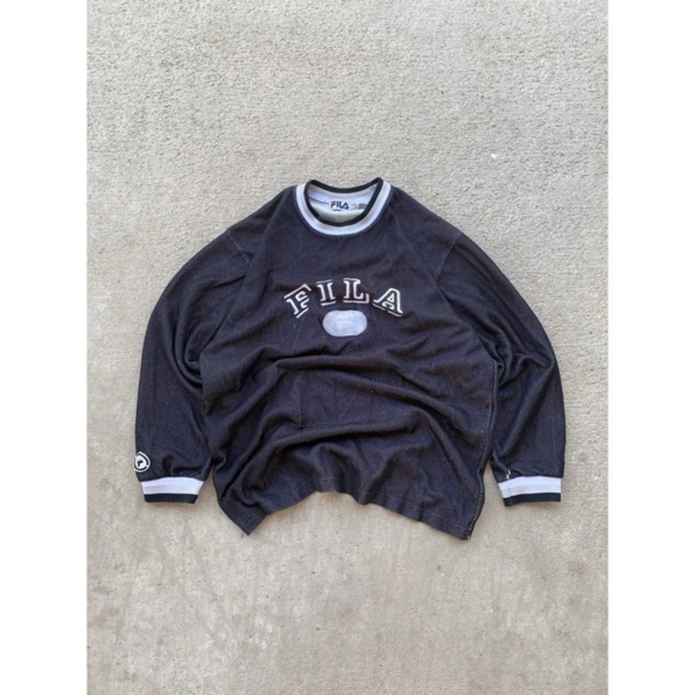 90s Vintage Fila Pullover Sweatshirt Mens Large Sun Faded Cropped Boxy Fit Layer